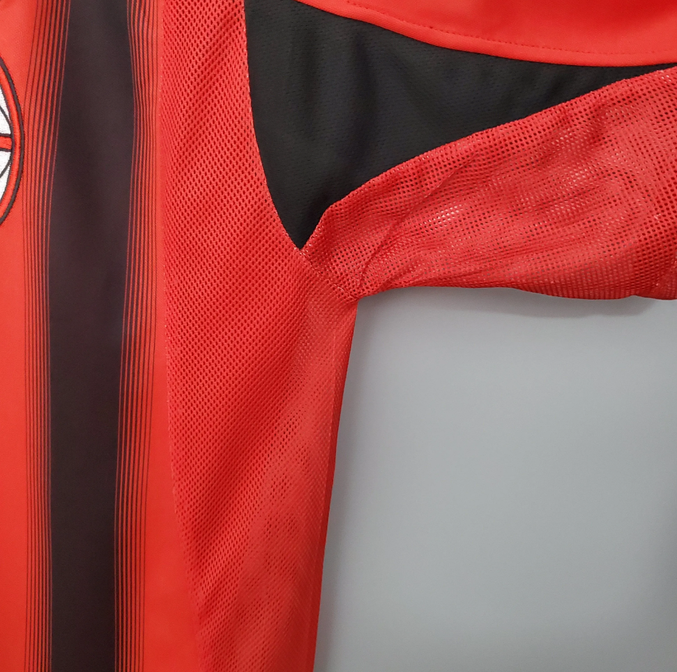 AC Milan 2004-05 Home Retro Jersey – Red Black Vertical Stripe Opel Adidas Fan Version Serie A Football Shirt