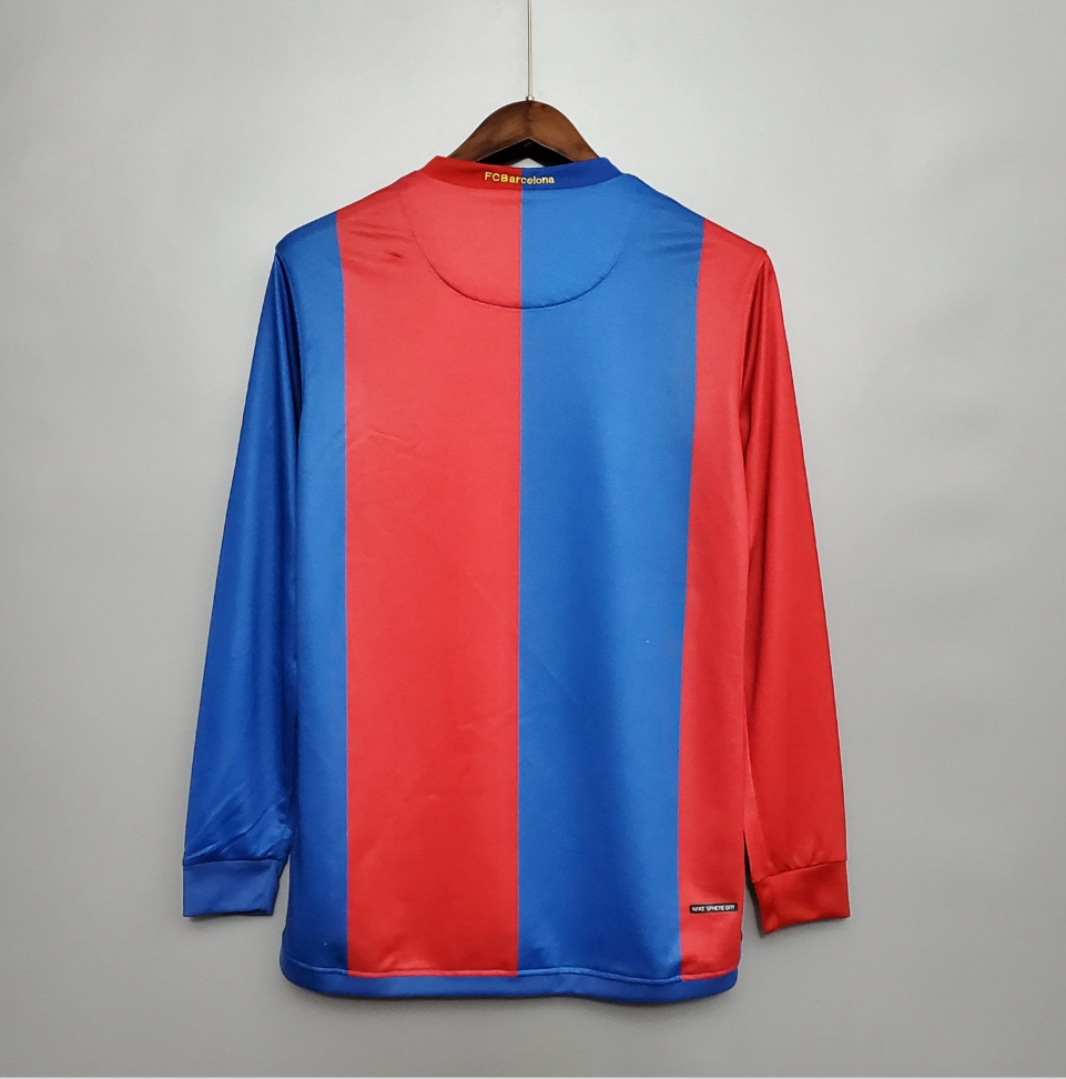 FC Barcelona 2006-07 Home Long Sleeve Retro Jersey – Nike Blue Red Vertical Stripe V-Neck No Sponsor Ronaldinho Messi Eto'o Xavi Iniesta Puyol La Liga Winner Fan Version Football Shirt