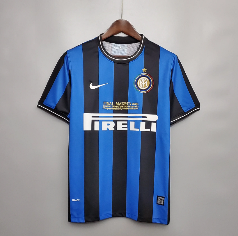 Inter Milan 2009-10 Champions League Final Retro Jersey – Nike Blue Black Nerazzurri Pirelli Treble Winners Football Shirt