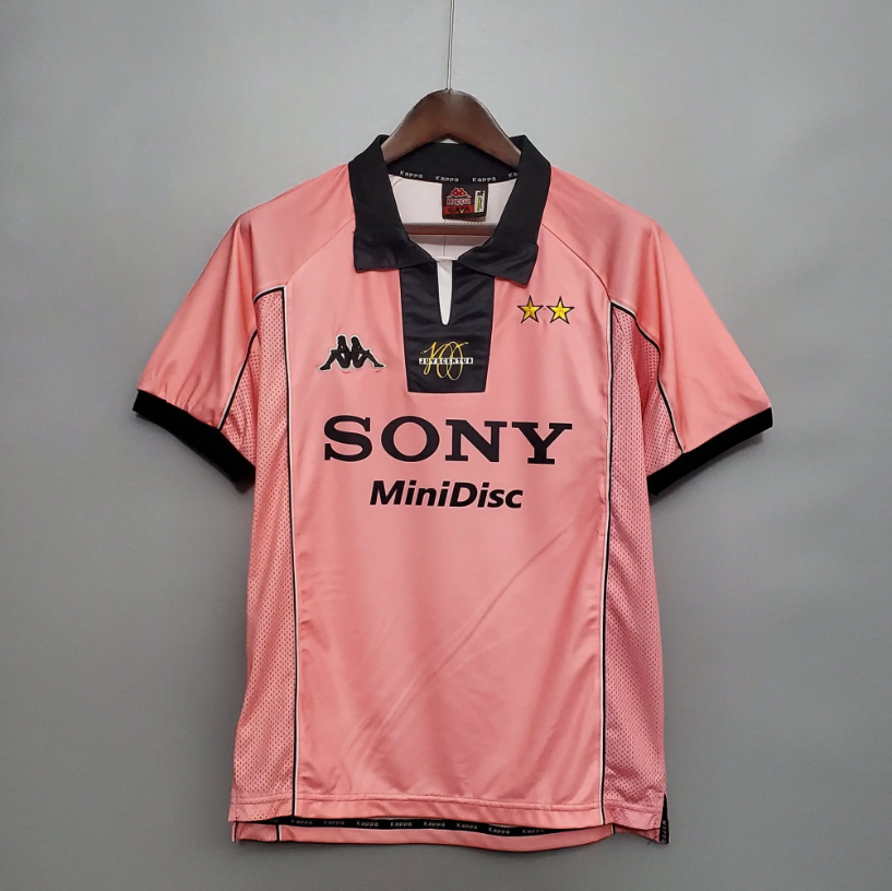 Juventus 1997-98 Away Retro Jersey – Kappa Pink Sony MiniDisc Del Piero Zidane Inzaghi Deschamps Davids Serie A Collectible Football Shirt