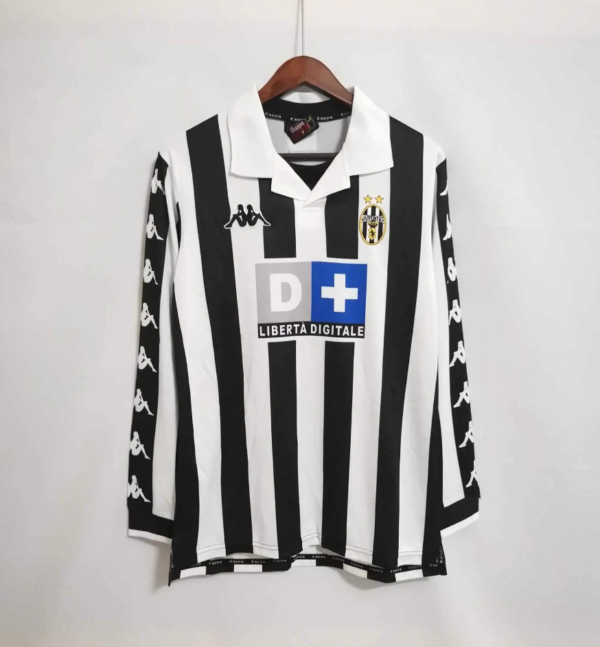 Juventus 1999-2000 Home Long-Sleeve Retro Jersey – Kappa Black White Zidane Del Piero Inzaghi Davids Football Shirt