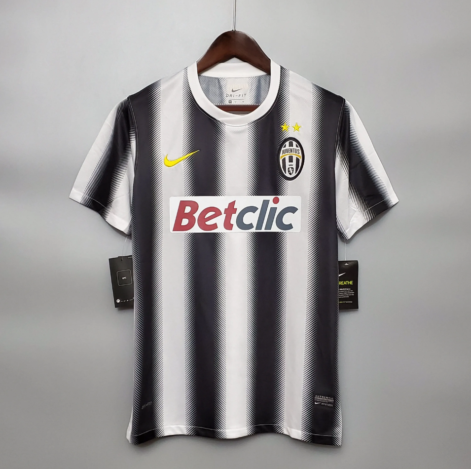 Juventus 2010-11 Home Retro Jersey – Black White Diagonal Stripe Betclic Nike Two Stars Del Piero Pirlo Fan Version Football Shirt