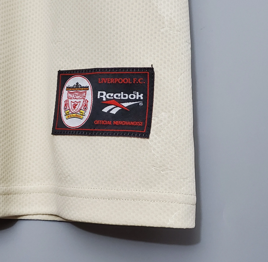 Liverpool 1996-97 Away Retro Jersey – Reebok Cream White Carlsberg Kit | Fowler Owen McManaman Collymore Era