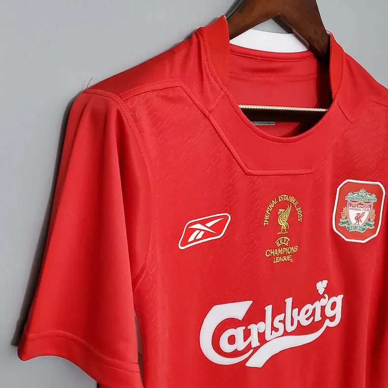 Liverpool 2004-05 Champions League Final Istanbul Retro Jersey – Reebok Red Carlsberg Gerrard Xabi Alonso Miracle of Istanbul Football Shirt