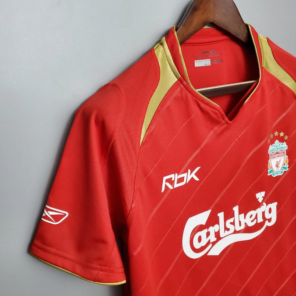 Liverpool 2005-06 Home Jersey – Red Gold Reebok Carlsberg Five Stars Fan Version Premier League Football Shirt