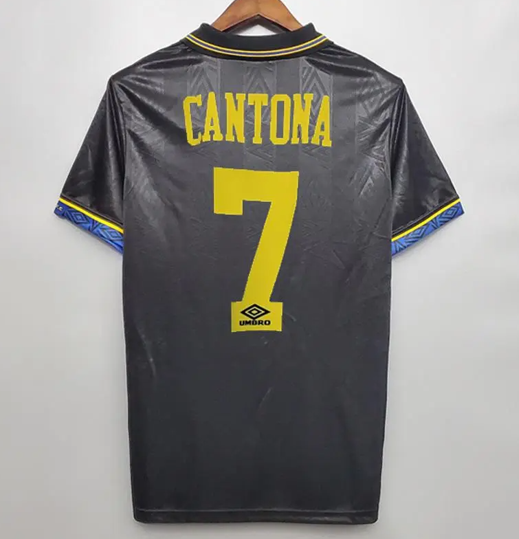 Manchester United 1994-95 Away Retro Jersey – Umbro Black Sharp Viewcam Cantona Giggs Beckham Football Shirt