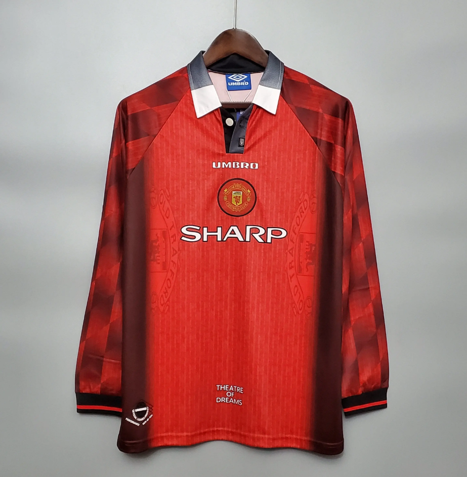 Manchester United 1996-97 Home Long-Sleeve Jersey – Red Umbro Sharp Theatre of Dreams Retro Football Shirt