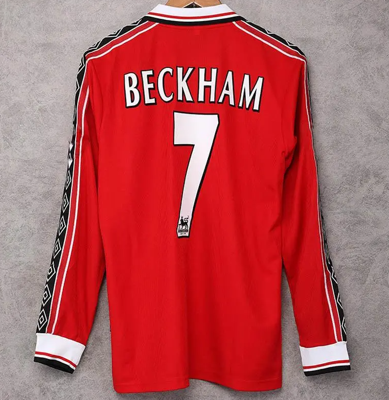 Manchester United 1998-99 Home Long-Sleeved Retro Jersey – Umbro Red Sharp Treble Season Beckham Giggs Scholes Football Shirt