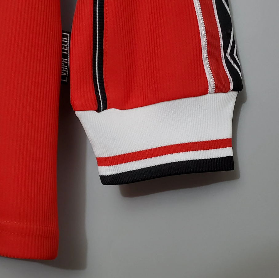 Manchester United 1998-99 Home Long-Sleeved Retro Jersey – Umbro Red Sharp Treble Season Beckham Giggs Scholes Football Shirt