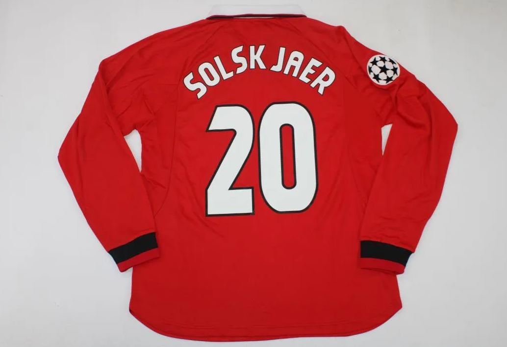 Manchester United 1999 UCL Final Jersey – Red Umbro Sharp Long Sleeve Champions League Camp Nou Retro Shirt | Beckham Giggs Scholes Solskjaer