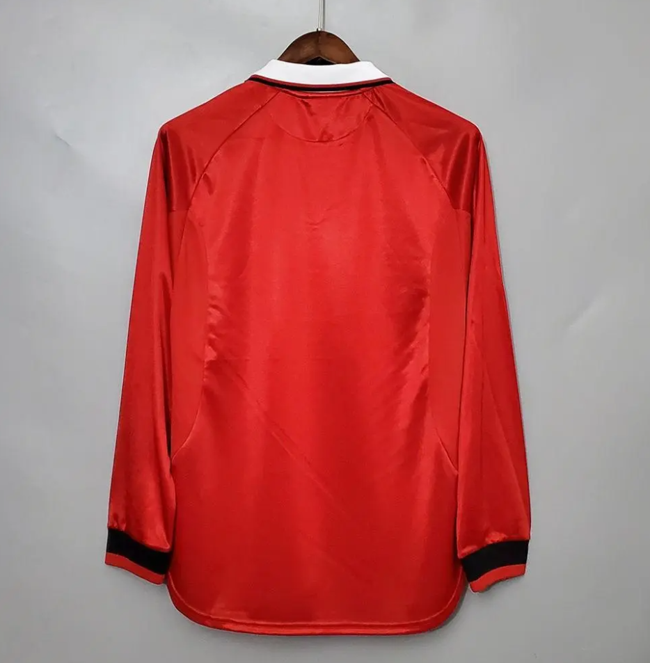 Manchester United 1999 UCL Final Jersey – Red Umbro Sharp Long Sleeve Champions League Camp Nou Retro Shirt | Beckham Giggs Scholes Solskjaer