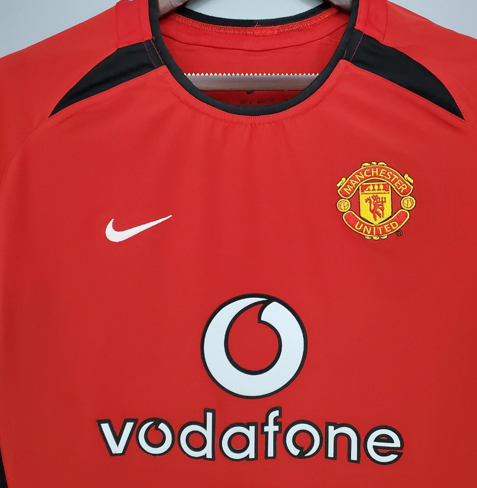 Manchester United 2002-04 Home Retro Jersey – Nike Red Black Vodafone Beckham Van Nistelrooy Roy Keane Scholes Giggs Premier League Football Shirt