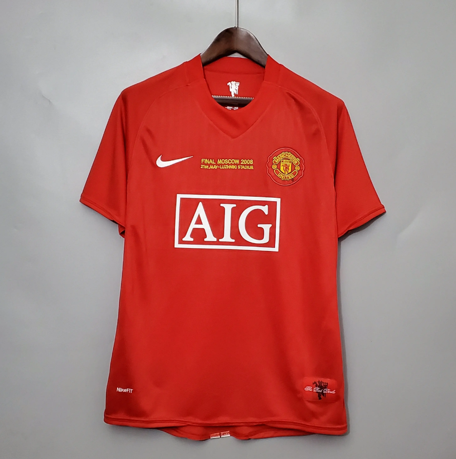 Manchester United 2007-08 Champions League Final Retro Jersey – Nike Red AIG Moscow Final Kit | Ronaldo Rooney Tevez Era