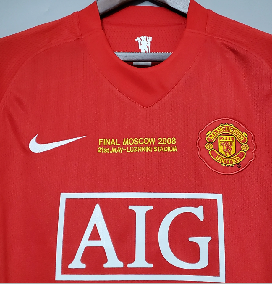 Manchester United 2007-08 Champions League Final Retro Jersey – Nike Red AIG Moscow Final Kit | Ronaldo Rooney Tevez Era