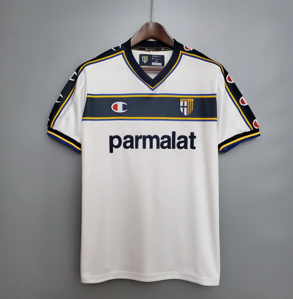 Parma AC 2002-03 Away Jersey – White Champion Parmalat Retro Serie A Football Shirt | Nakata Adriano Gilardino