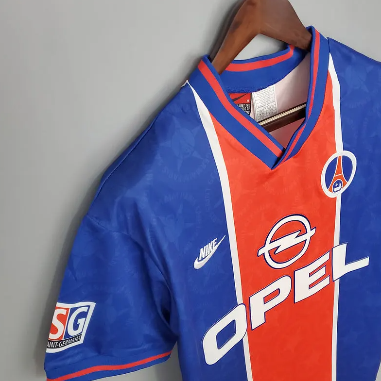 PSG 1995-96 Home Retro Jersey – Nike Blue Red Opel Paris Saint-Germain Football Shirt