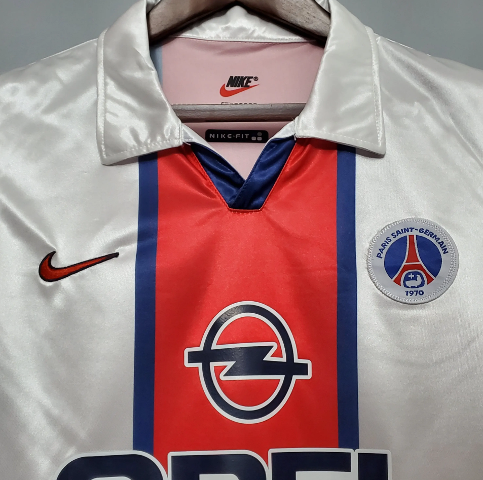Paris Saint-Germain 1998-99 Away Jersey – White Nike Opel Retro Ligue 1 Football Shirt