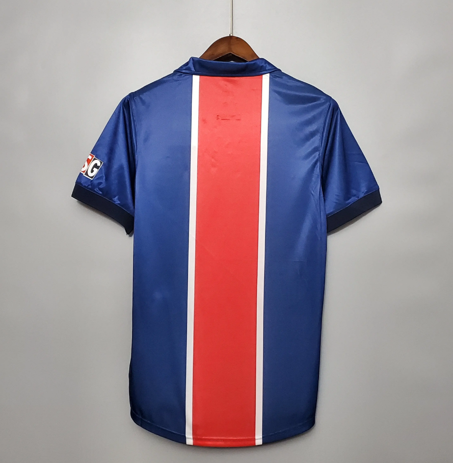 PSG 1998-99 Home Retro Jersey – Nike Royal Blue Red Central Stripe White Pinstripe Opel Polo Collar Ligue 1 Paris Saint-Germain Fan Version Football Shirt
