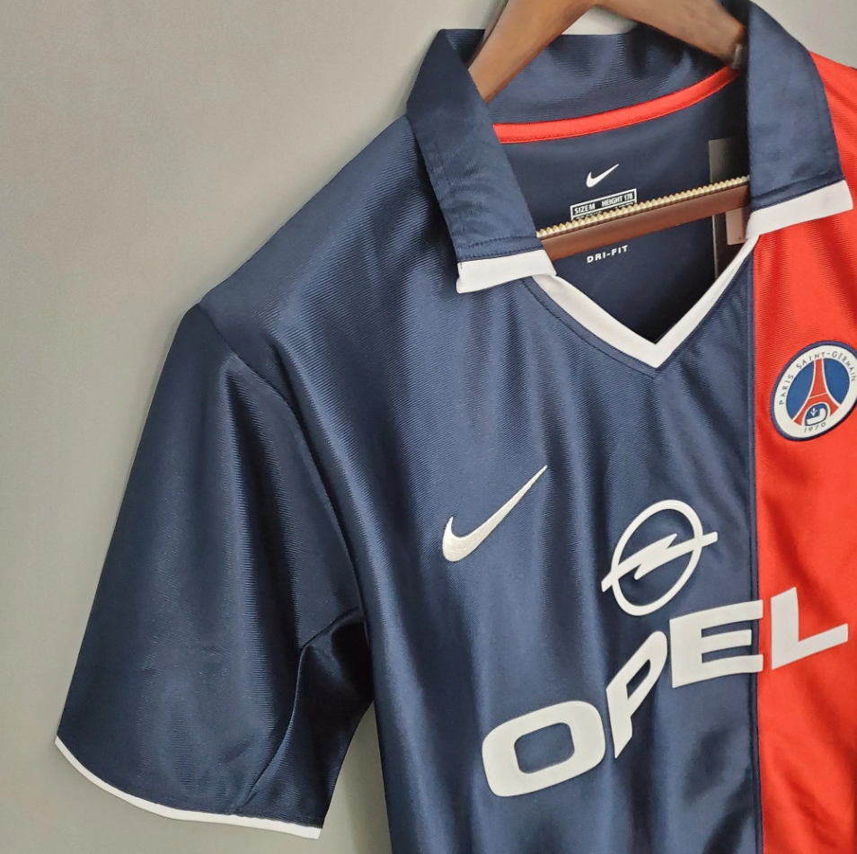 PSG 2001-02 Home Retro Jersey – Nike Navy Blue Red Stripe Opel Ronaldinho Okocha Anelka Arteta Pochettino Ligue 1 Fan Version Football Shirt