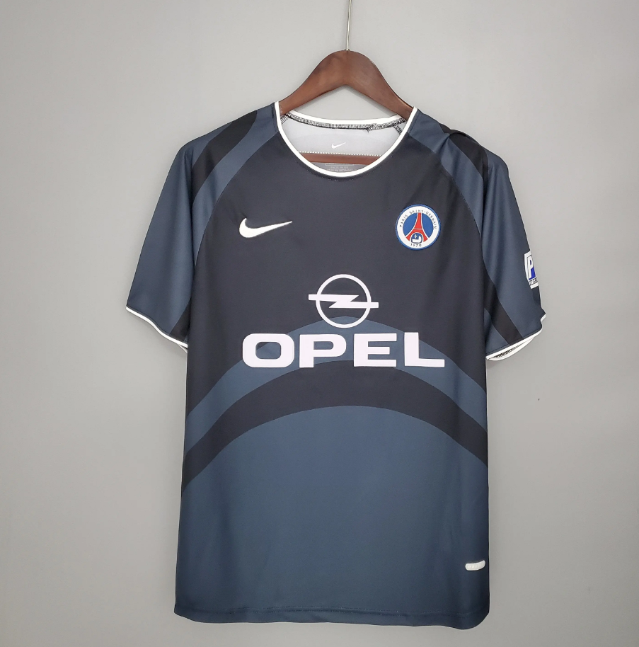 Paris Saint-Germain 2001-02 Third Jersey – Dark Grey Nike Opel Fan Version Ligue 1 Football Shirt