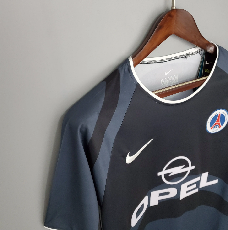 Paris Saint-Germain 2001-02 Third Jersey – Dark Grey Nike Opel Fan Version Ligue 1 Football Shirt