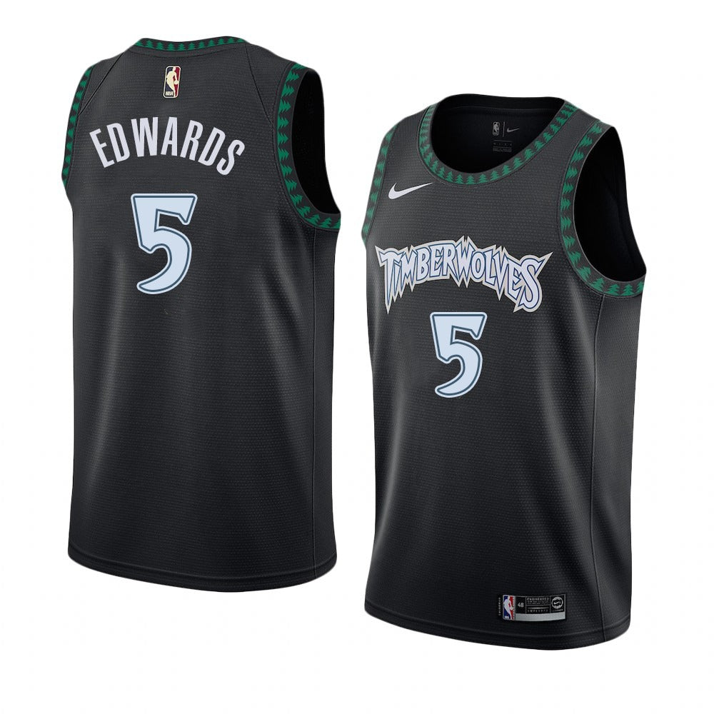 Anthony Edwards #5 Minnesota Timberwolves Black 2022-23 City Edition Throwback Swingman Jersey – Nike