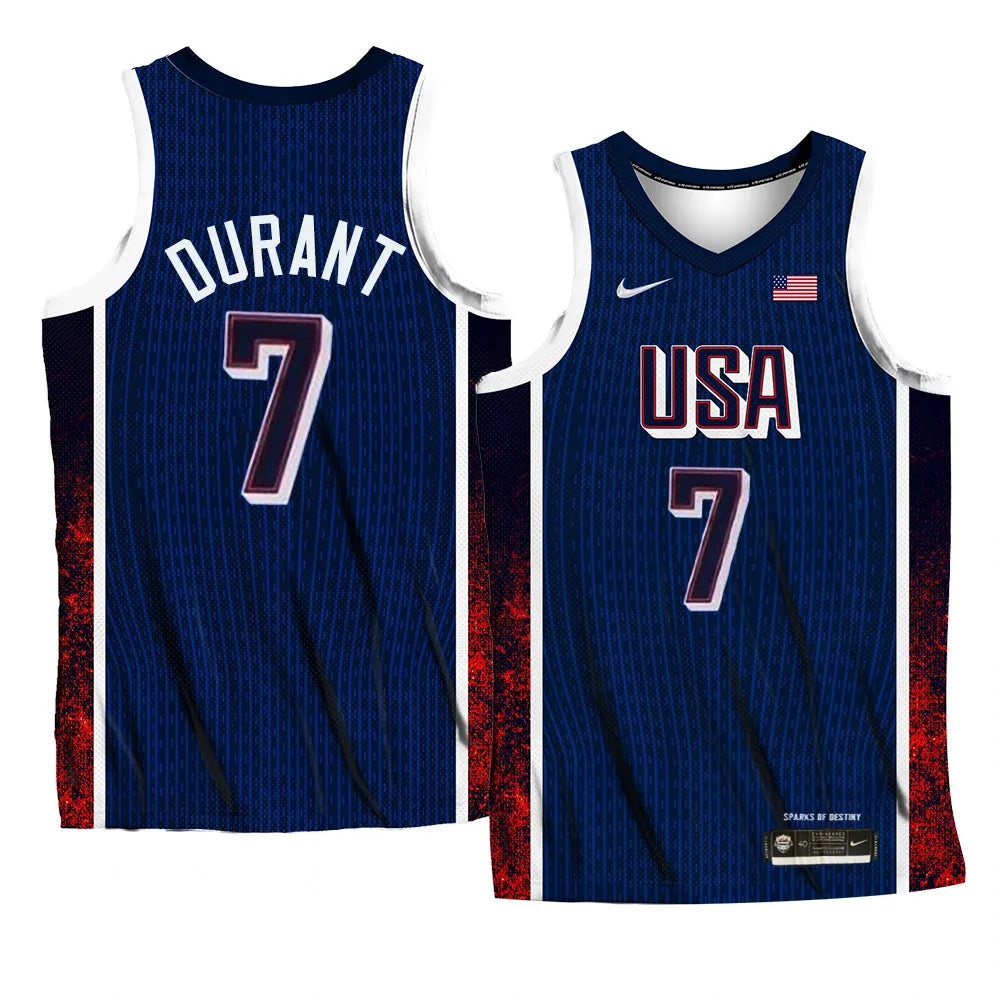 Kevin Durant #7 Team USA 2024 Paris Olympics Navy Home Swingman Jersey – Nike Sparks of Destiny