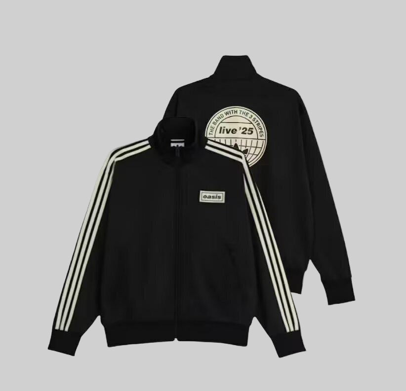 Oasis x Adidas Live '25 Track Jacket – Black | Three-Stripe Zip-Up Top