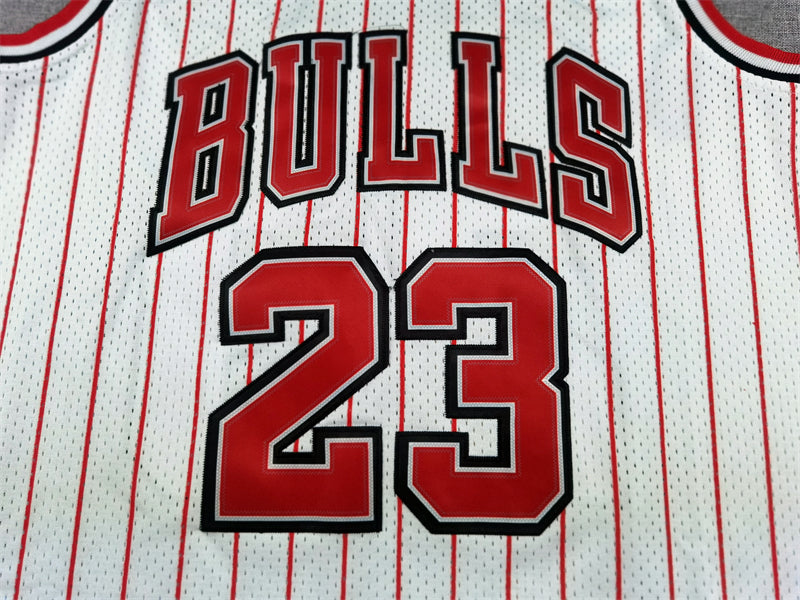 Michael Jordan #23 Chicago Bulls Mitchell & Ness 1995-96 White Pinstripe Home Hardwood Classics Authentic Jersey