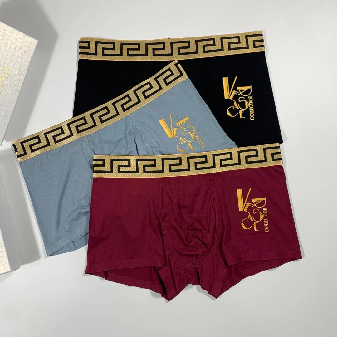 Versace Burgundy Teal Gold Horse Motifs Boxer Briefs, image 1