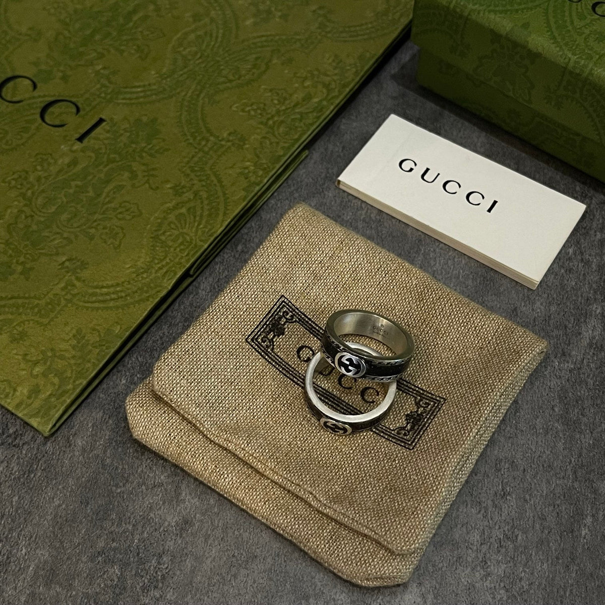 Gucci Double G Distressed Vintage-Inspired Sterling Silver Ring - image 7