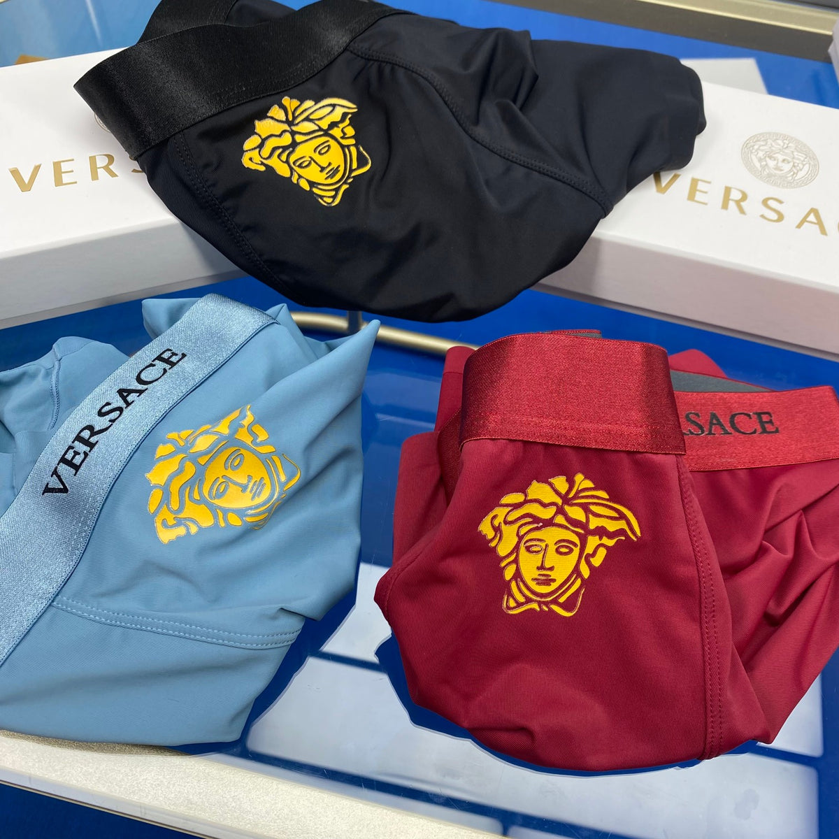 Versace Red Blue Black Gold Face Boxer Briefs, image 2
