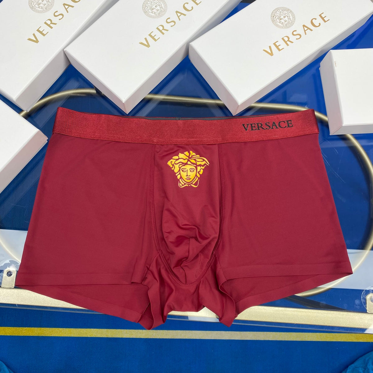 Versace Red Blue Black Gold Face Boxer Briefs, image 4