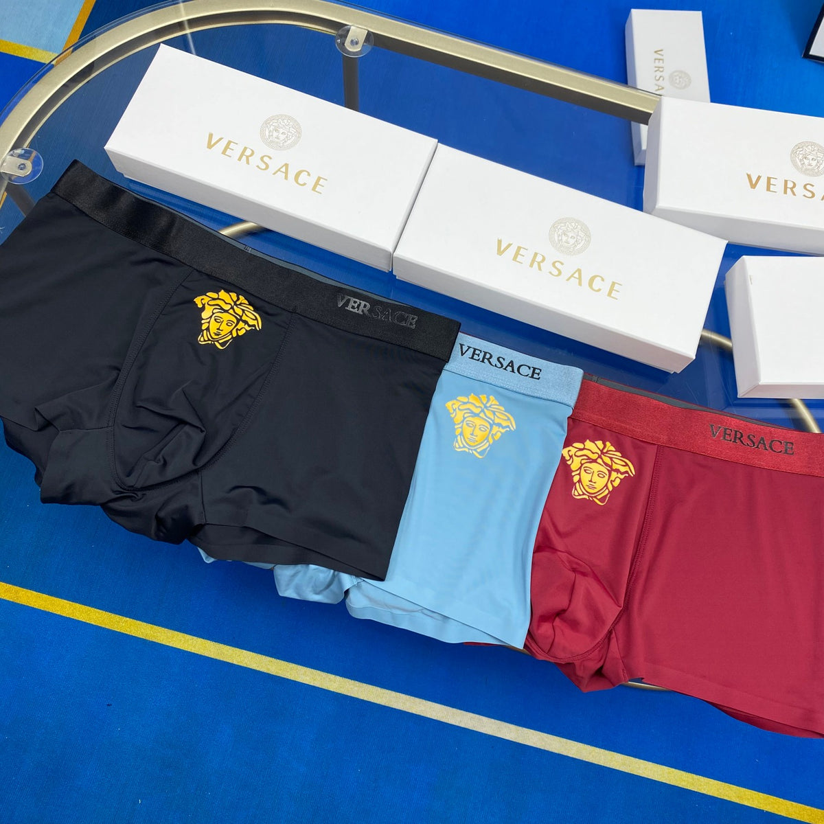 Versace Red Blue Black Gold Face Boxer Briefs, image 9