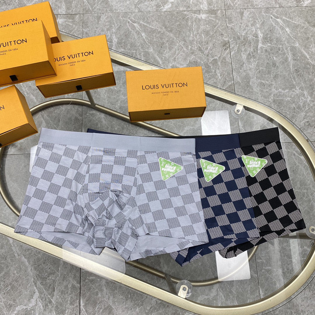 Louis Vuitton Grey Checkerboard Small Bright Flower Boxer Briefs, image 10