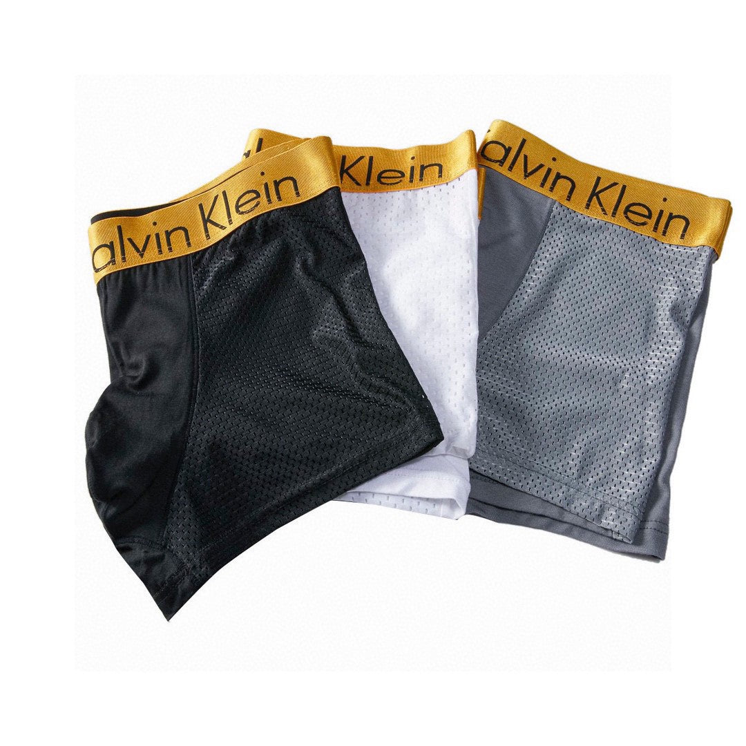 Calvin Klein Yellow Grey Folded Lettering Boxer Briefs, image 3