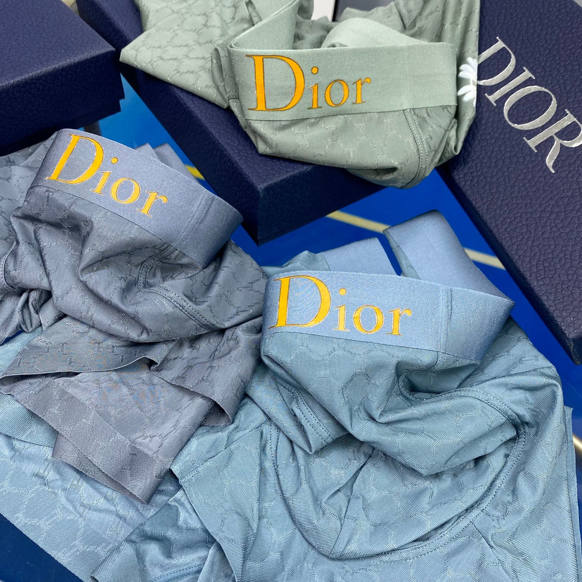 Dior Green Grey Blue Small Flower Boxer Briefs, image 3