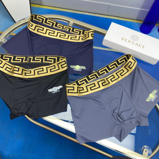 Versace Grey Black Gold Key Waist Boxer Briefs, image 1