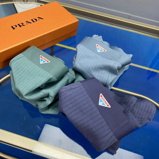 Prada Blue Green Triangle Knit Panels Boxer Briefs, image 1