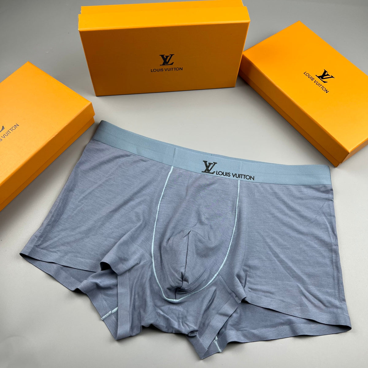 Louis Vuitton Black Red Waist Contrast Seam Boxer Briefs, image 4