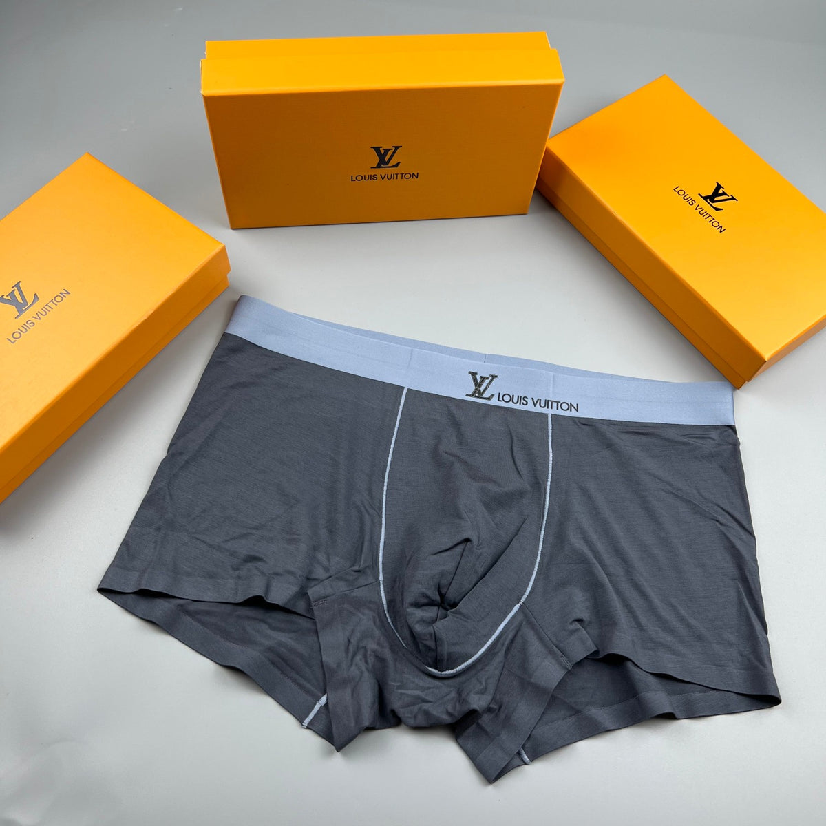 Louis Vuitton Black Red Waist Contrast Seam Boxer Briefs, image 3