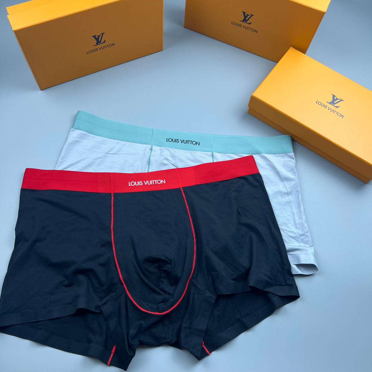 Louis Vuitton Navy Red Contrast Front Seam Boxer Briefs, image 4