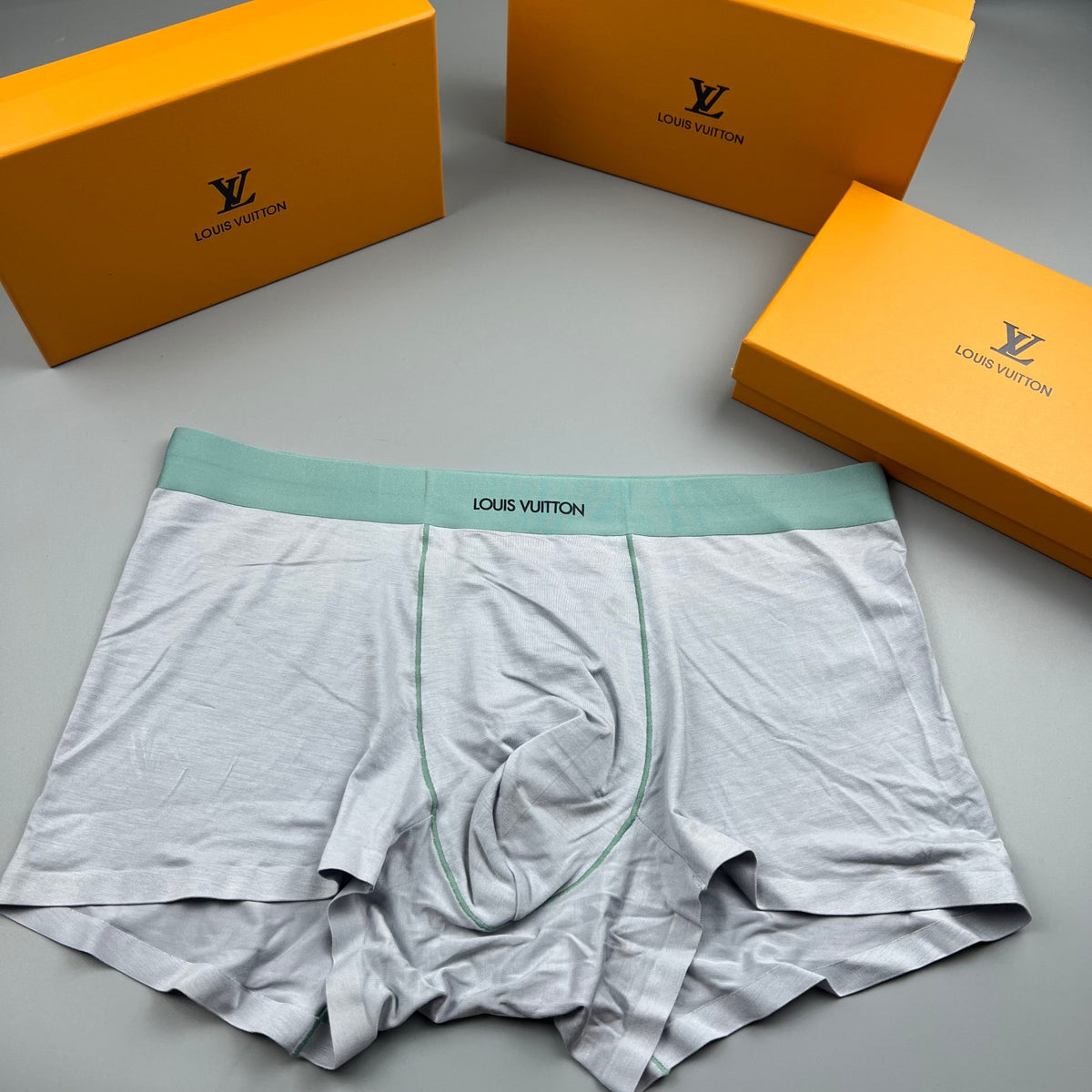 Louis Vuitton Navy Red Contrast Front Seam Boxer Briefs, image 3