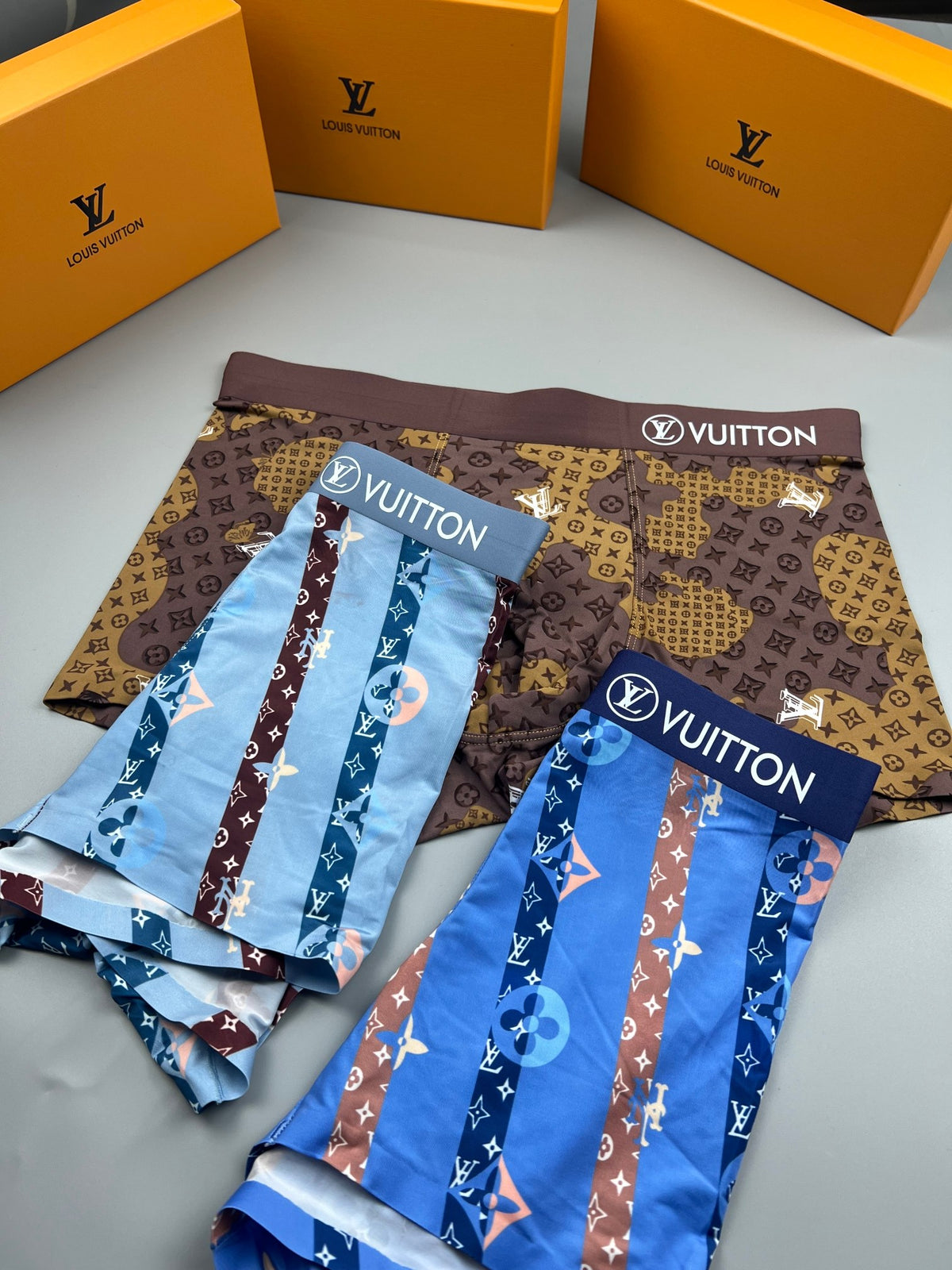 Louis Vuitton Blue Vertical Decorative Stripes Boxer Briefs, image 5