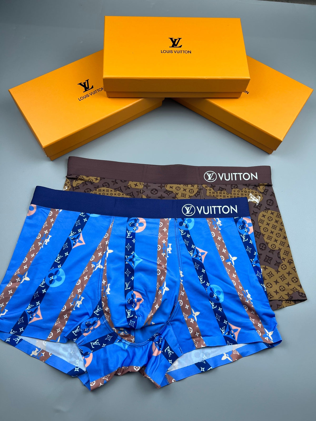 Louis Vuitton Blue Vertical Decorative Stripes Boxer Briefs, image 4