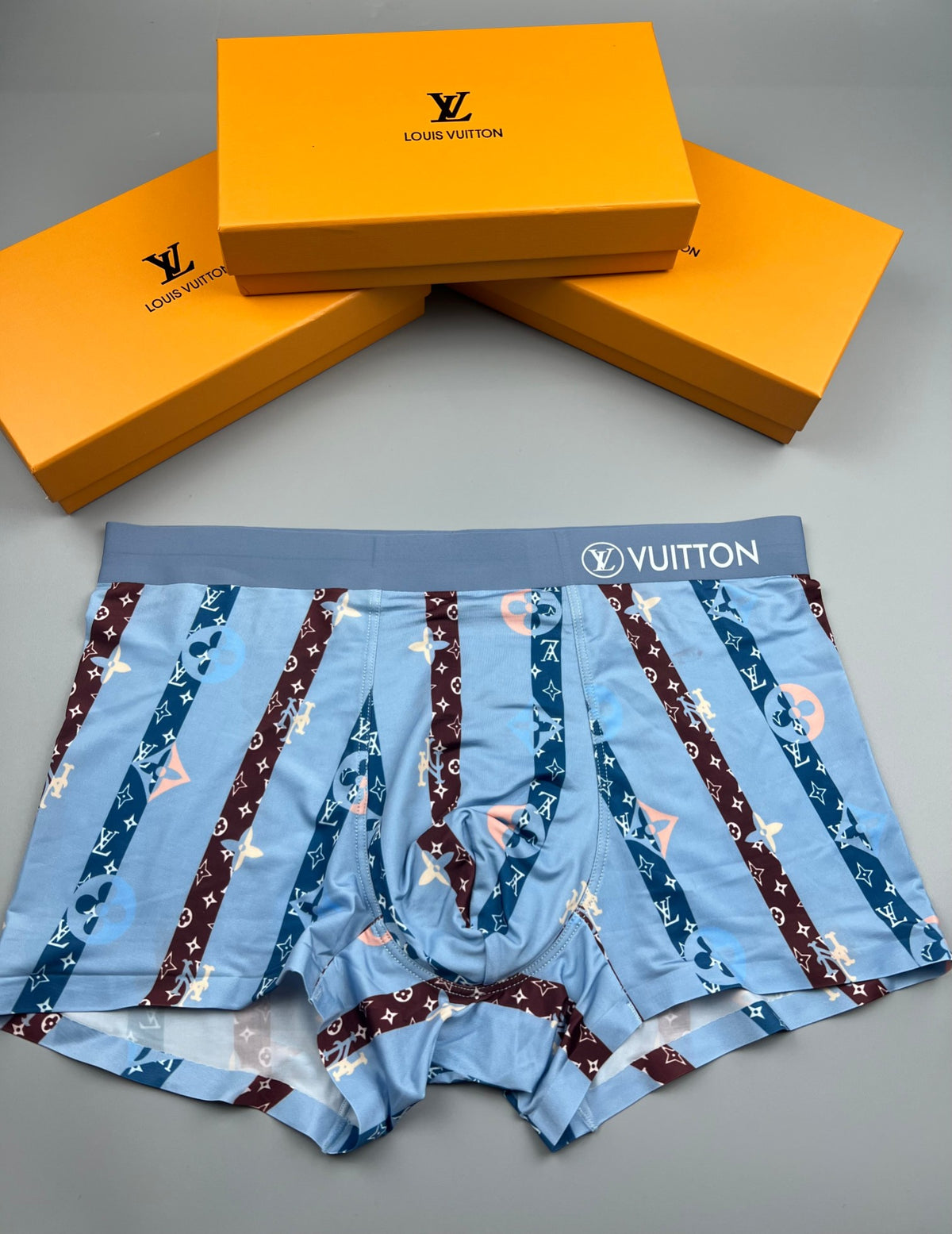Louis Vuitton Blue Vertical Decorative Stripes Boxer Briefs, image 1