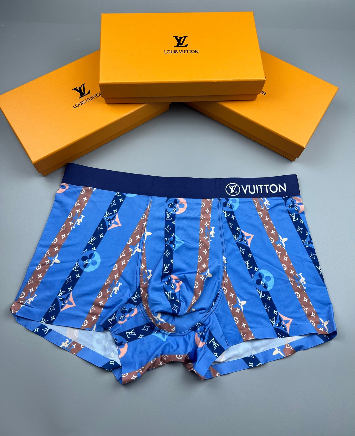Louis Vuitton Blue Vertical Decorative Stripes Boxer Briefs, image 3