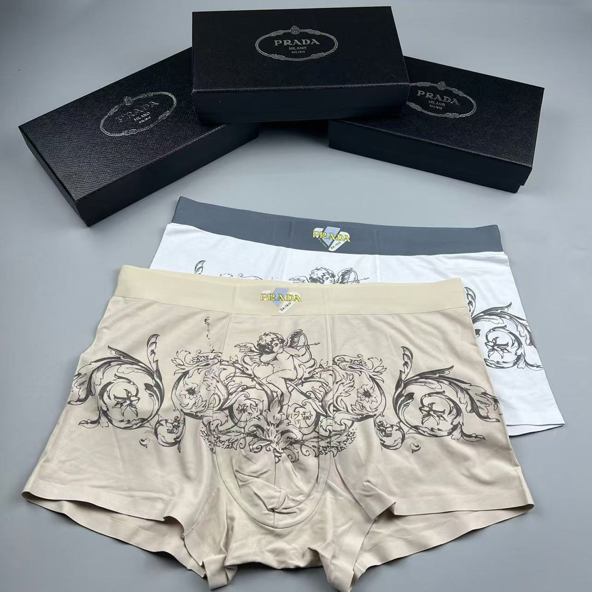 Prada Green Ornamental Fine Line Print Boxer Briefs, image 4