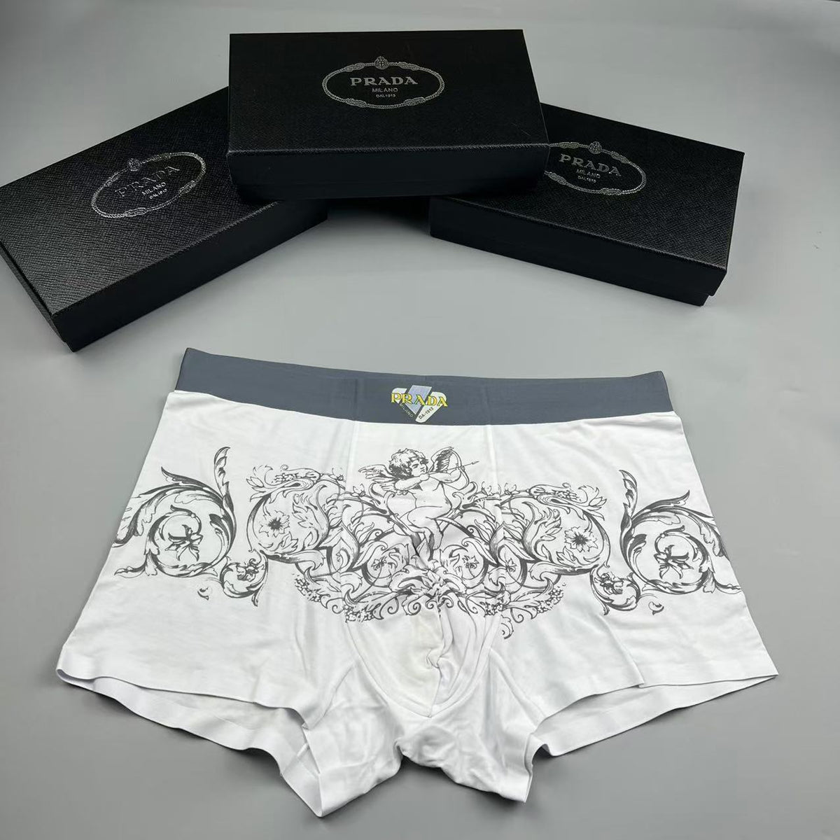 Prada Green Ornamental Fine Line Print Boxer Briefs, image 3