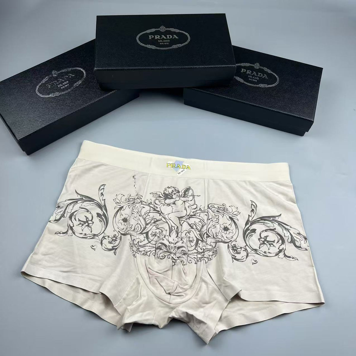 Prada Green Ornamental Fine Line Print Boxer Briefs, image 2